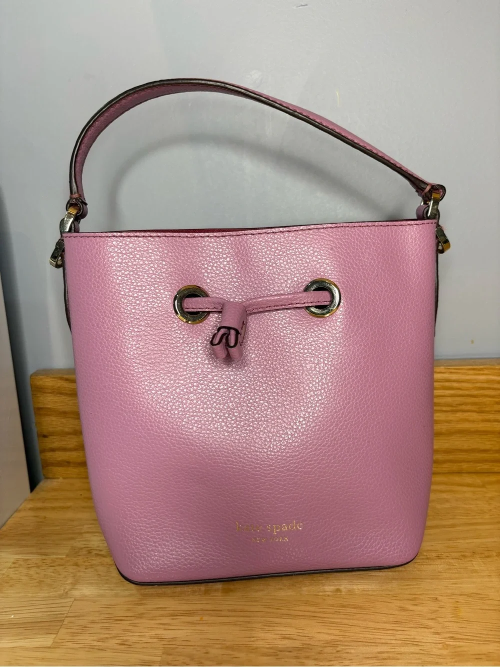 Kate Spade Mauve Pebbled Leather Bucket Bag